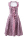 Lavender 1950s Floral Dress & Lace Patchwork Apron