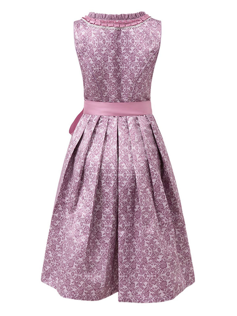 Lavender 1950s Floral Dress & Lace Patchwork Apron