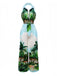 2PCS 1950s Tropical Style Halter Top & Pants