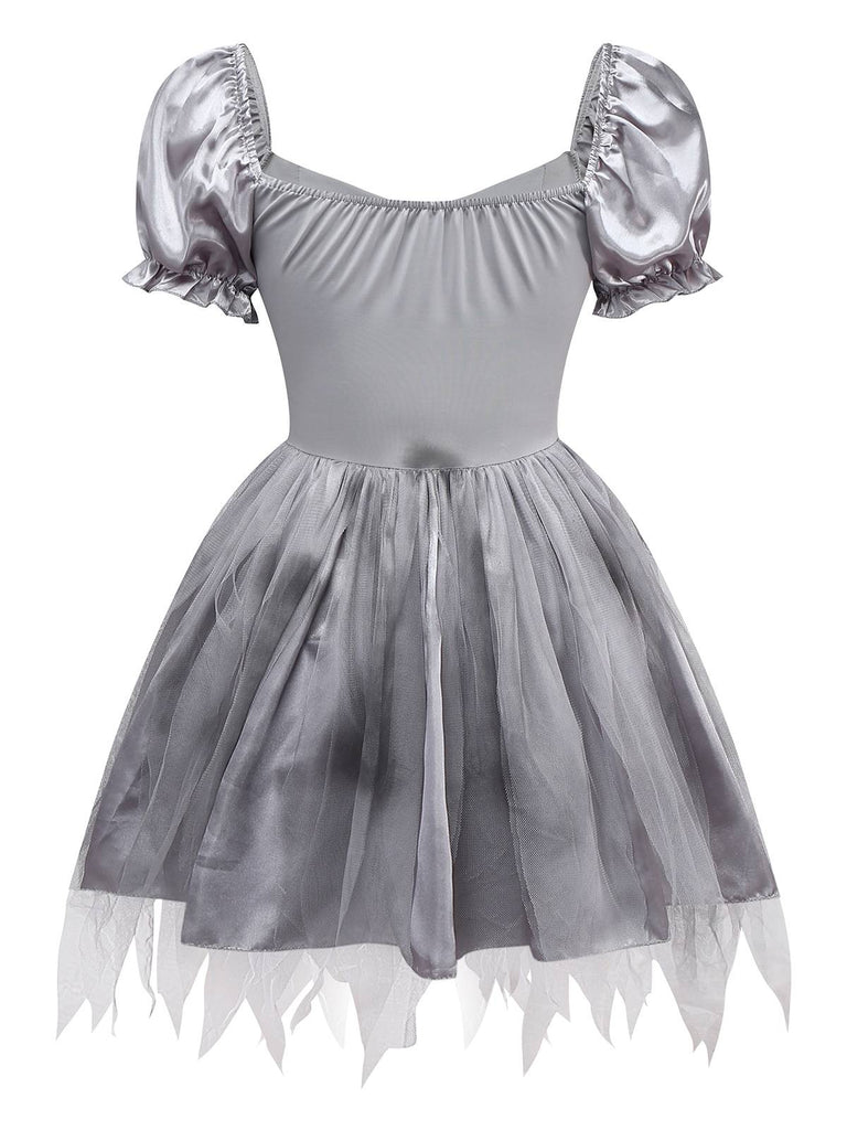 Gray 1950s Ghost Bride Zombie Tutu Dress