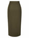 [Pre-Sale] Olive Green 1960s Front Slit Solid Skirt