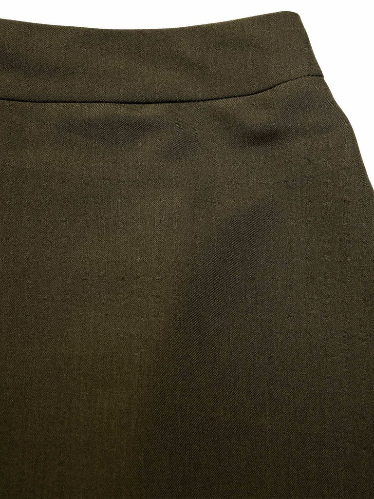 [Pre-Sale] 2PCS Olive Green 1960s Solid Vest & Front Slit Skirt