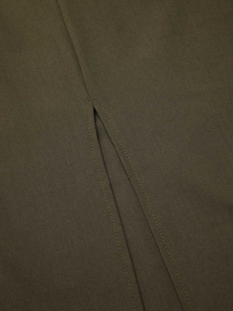 [Pre-Sale] 2PCS Olive Green 1960s Solid Vest & Front Slit Skirt