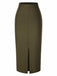 [Pre-Sale] 2PCS Olive Green 1960s Solid Vest & Front Slit Skirt