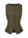 [Pre-Sale] 2PCS Olive Green 1960s Solid Vest & Front Slit Skirt