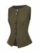 [Pre-Sale] Olive Green 1960s Button Solid Sleeveless Vest