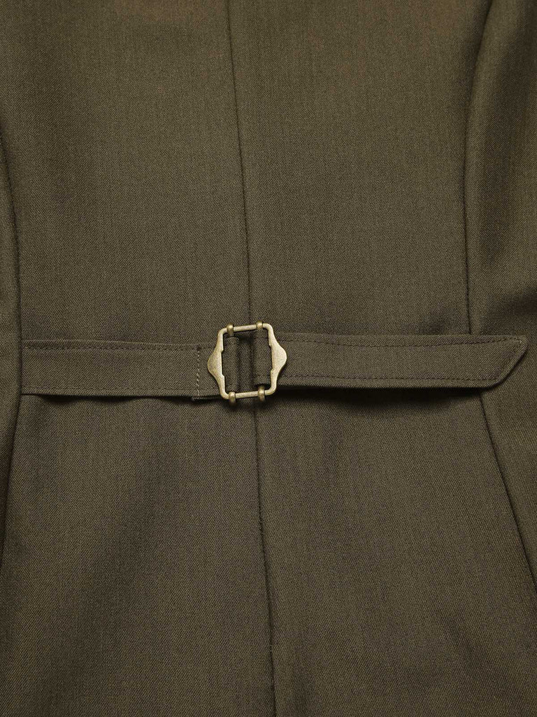 [Pre-Sale] 2PCS Olive Green 1960s Solid Vest & Front Slit Skirt