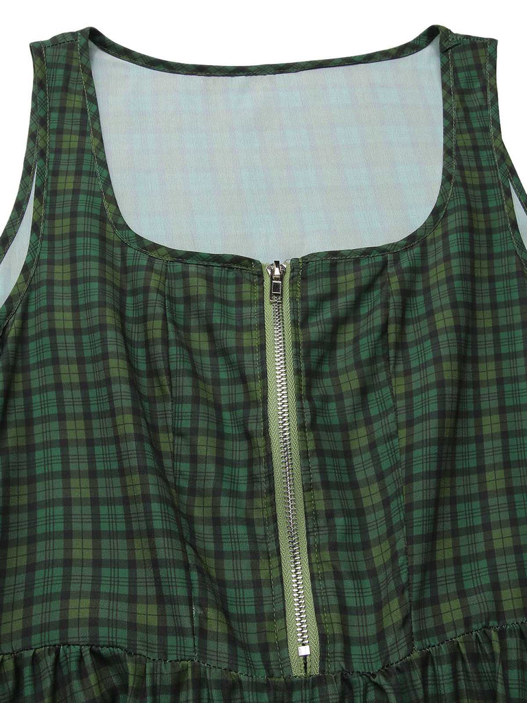 [Pre-Sale] Green 1950s Plaids Floral Oktoberfest Dress With Apron