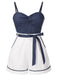 [Pre-Sale] [Plus Size] Blue 1940s Polka Dot Patchwork Suspender Romper