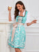 2PCS Sky Blue 1950s Floral Jacquard Dress & Mesh Embroidered Apron