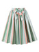 Gray Green 1950s Bow Colorful Stripe Skirt