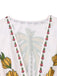 White 1950s Deep V-Neck Floral Belted Jumpsuit