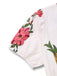 White 1950s Deep V-Neck Floral Belted Jumpsuit