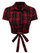 Red 1950s Tartan Plaid Tie Back Top