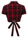 Red 1950s Tartan Plaid Tie Back Top