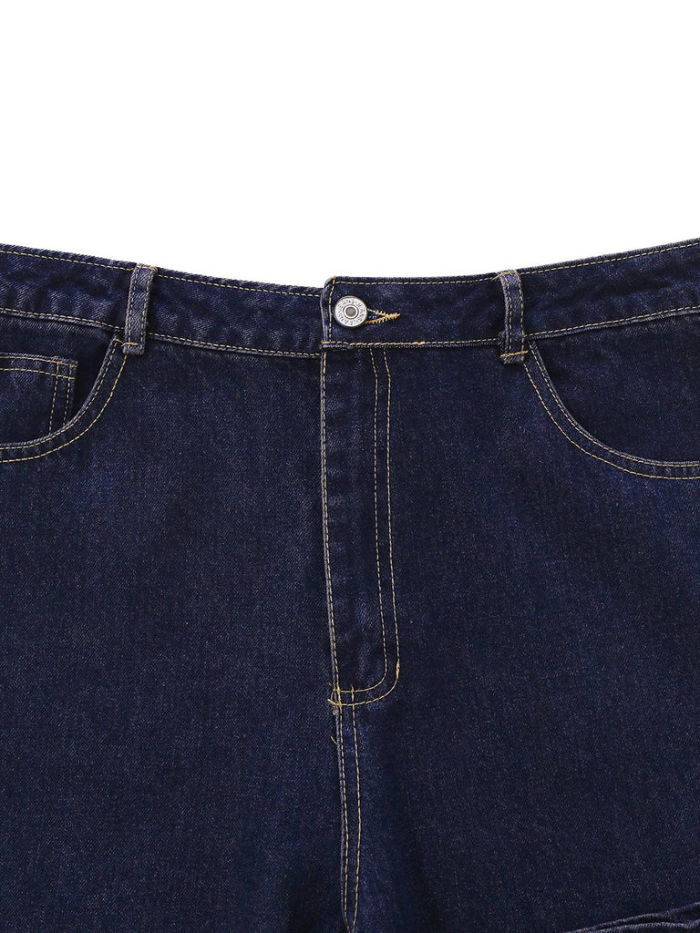 Deep Blue 1950s Denim Straight Leg Pants