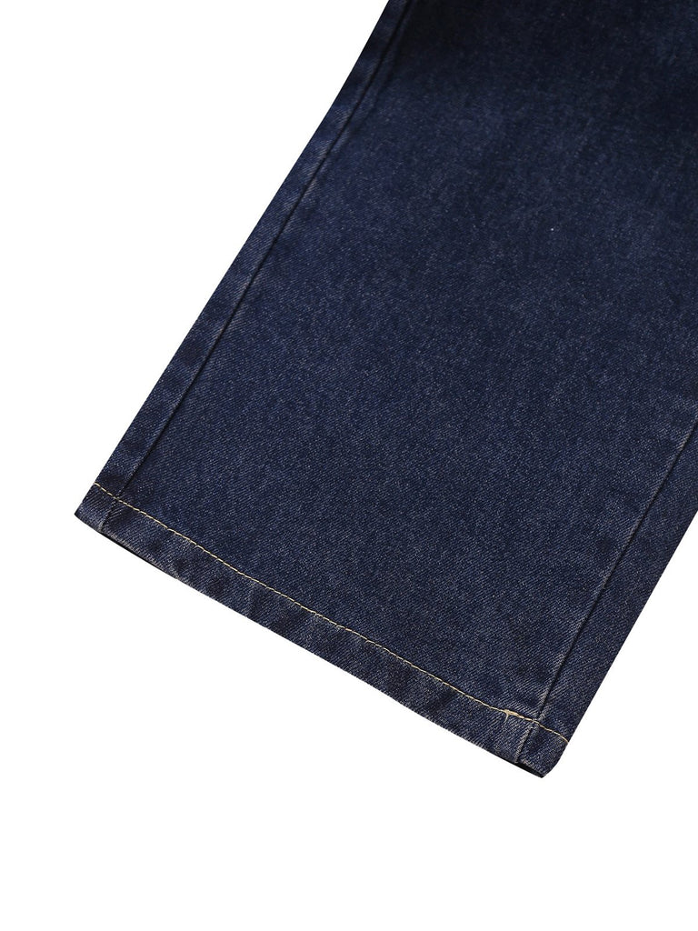 Deep Blue 1950s Denim Straight Leg Pants