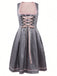 2PCS Pink 1950s Floral Jacquard Dress & Mesh Embroidered Apron