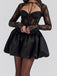 2PCS Black 1960s Lace Cover-Up & Puffy Dress