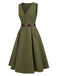[Pre-Sale] 2PCS 1950s Lantern Sleeve Blouse & Pockets Vest Dress