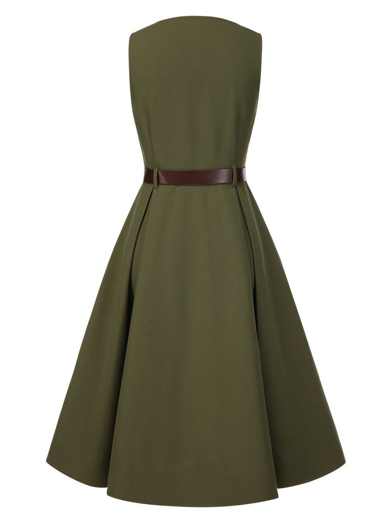 [Pre-Sale] 2PCS 1950s Lantern Sleeve Blouse & Pockets Vest Dress