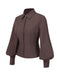 [Pre-Sale] Brown 1950s Solid Lantern Sleeve Lapel Blouse