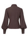 [Pre-Sale] Brown 1950s Solid Lantern Sleeve Lapel Blouse