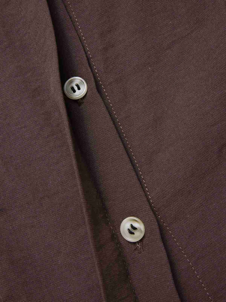 [Pre-Sale] Brown 1950s Solid Lantern Sleeve Lapel Blouse