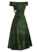 [Pre-Sale] Green 1940s Velvet Ruched Off-Shoulder Bardot Dress