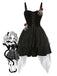 [Pre-Sale] Black 1950s Halloween Skeleton Hand Spiderweb Rose Dress