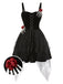 [Pre-Sale] Black 1950s Halloween Skeleton Hand Spiderweb Rose Dress