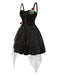 [Pre-Sale] Black 1950s Halloween Skeleton Hand Spiderweb Rose Dress