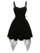 [Pre-Sale] Black 1950s Halloween Skeleton Hand Spiderweb Rose Dress