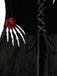 [Pre-Sale] Black 1950s Halloween Skeleton Hand Spiderweb Rose Dress