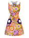 Orange 1960s Peter Pan Collar Floral Bow Dress
