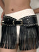 Black Steampunk Rivet Tassel Skirt Belt