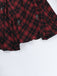 2PCS Red 1980s Plaid Smocked Top & High-Low Hem Skirt
