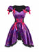 Purple 1970s Halloween Spider Web Witch Lace-Up Dress With Hat