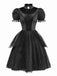 Black 1950s Evil Vampire Puff Sleeve Mesh Dress