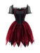 Red 1980s Halloween Mesh Red Riding Hood Dress & Embroidered Cape
