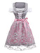 3PCS Pink 1950s Satin Lace Embroidered Dress & Off-Shoulder Top