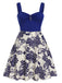 [Pre-Sale] [Plus Size] Blue 1950s Floral Button Sweetheart Neck Dress