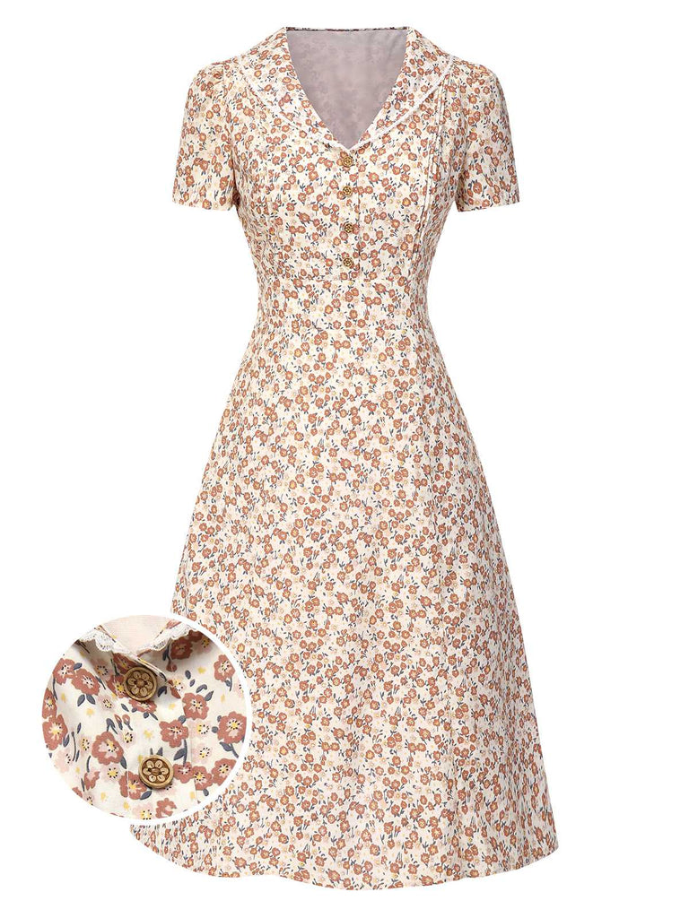 [Pre-Sale] Pure Cotton 1940s Puff Sleeves Ditsy Floral Dress