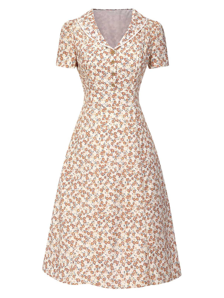 [Pre-Sale] Pure Cotton 1940s Puff Sleeves Ditsy Floral Dress