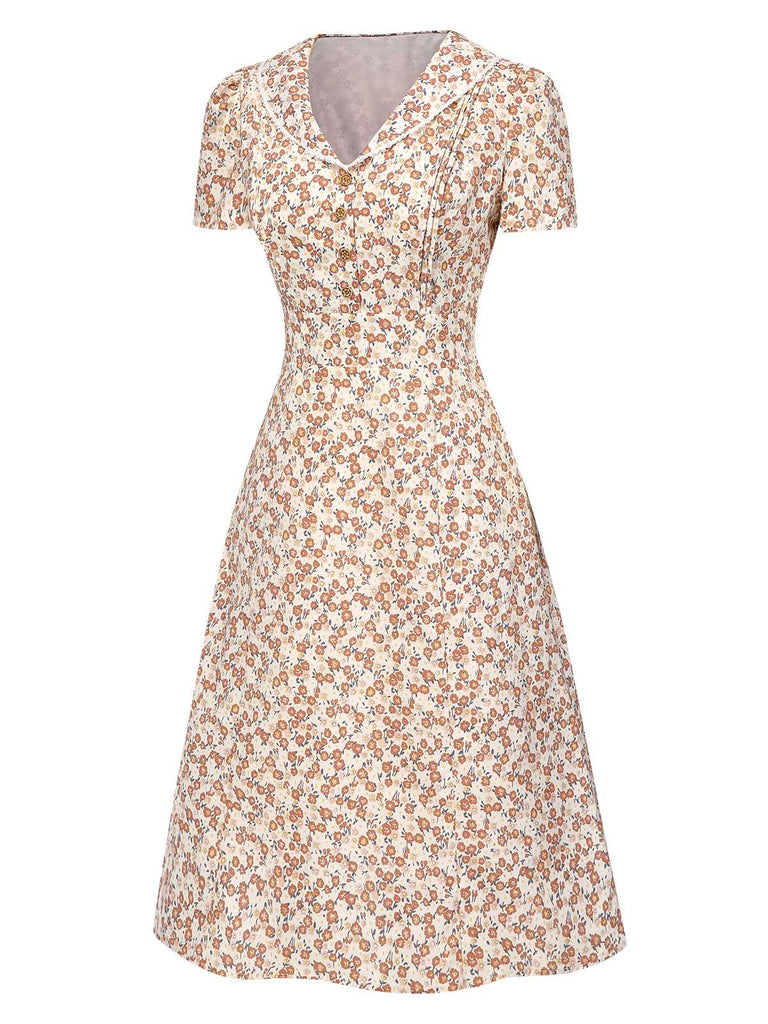 [Pre-Sale] Pure Cotton 1940s Puff Sleeves Ditsy Floral Dress