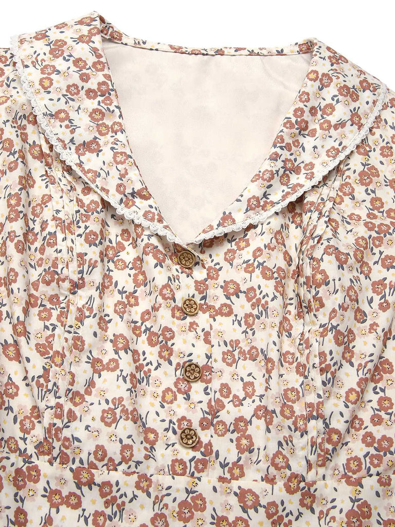 [Pre-Sale] Pure Cotton 1940s Puff Sleeves Ditsy Floral Dress