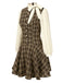 [Pre-Sale] Brown 1960s Plaid Bow Tie Button Swing Dress