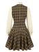 [Pre-Sale] Brown 1960s Plaid Bow Tie Button Swing Dress