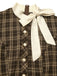 [Pre-Sale] Brown 1960s Plaid Bow Tie Button Swing Dress