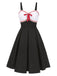 [Pre-Sale] Gray 1950s Lace Polka Dot Bowknot Spaghetti Strap Dress